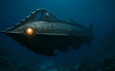 Sueño lúcido submarino: Explorar una ciudad submarina con luces y criaturas marinas